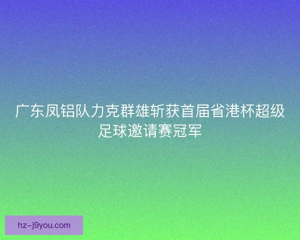 广东凤铝队力克群雄斩获首届省港杯超级足球邀请赛冠军
